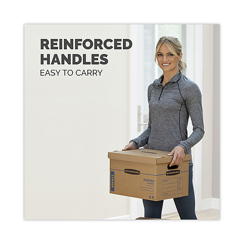 Bankers Box SmoothMove Classic Moving/Storage Box Kit, Half Slotted Container (HSC), Assorted Sizes: (8) Small, (4) Med, Brown/Blue,12/CT (7716401)