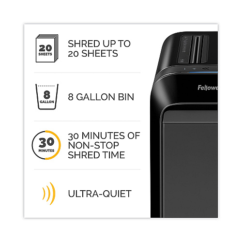 Fellowes Powershred LX220 Micro-Cut Shredder, 20 Manual Sheet Capacity, Black (5015401)