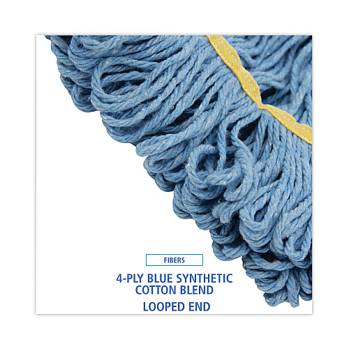 Boardwalk&reg; Super Loop Wet Mop Heads, Small, Blue, 12 Mops (BWK501BL)