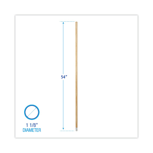 Boardwalk&reg; Lie-Flat Screw-In Wood Mop Handle, 1 1/8 dia x 54, Natural (BWK833)