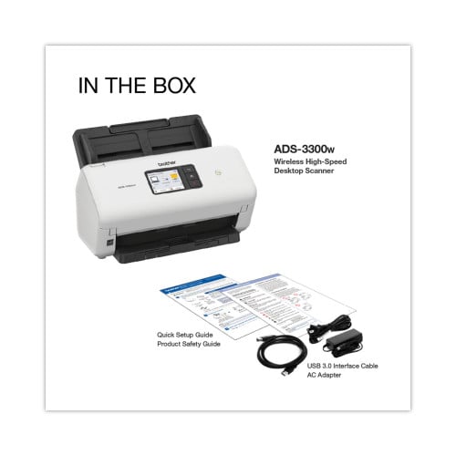 Brother ADS3300W HighSpeed Desktop Scanner, 600 dpi Optical Resolution, 60sheet ADF