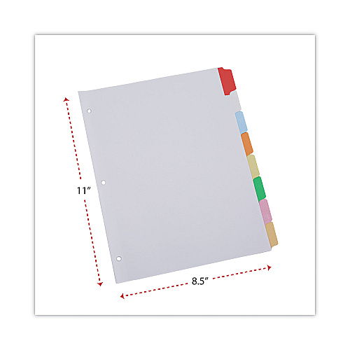 Universal Deluxe Write-On/Erasable Tab Index, 8-Tab, 11 x 8.5, White, Assorted Tabs, 1 Set (UNV20819)