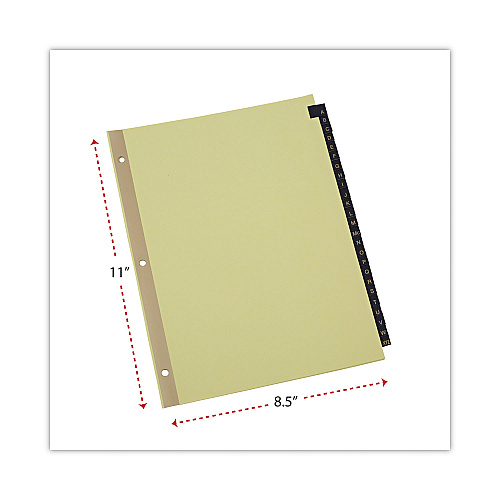Universal Deluxe Preprinted Simulated Leather Tab Dividers with Gold Printing, 25-Tab, A to Z, 11 x 8.5, Buff, 1 Set (UNV20821)