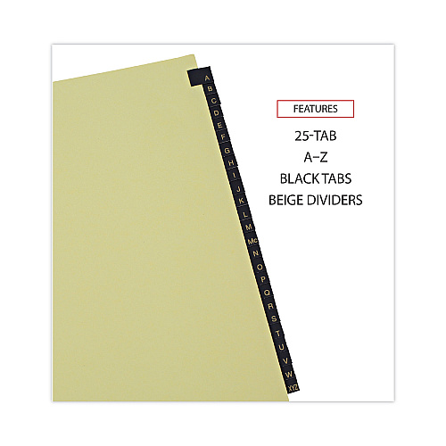 Universal Deluxe Preprinted Simulated Leather Tab Dividers with Gold Printing, 25-Tab, A to Z, 11 x 8.5, Buff, 1 Set (UNV20821)