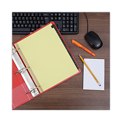 Universal Deluxe Preprinted Simulated Leather Tab Dividers with Gold Printing, 25-Tab, A to Z, 11 x 8.5, Buff, 1 Set (UNV20821)