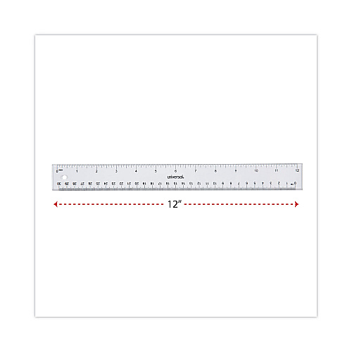 Universal Clear Plastic Ruler, Standard/Metric, 12" Long, Clear (UNV59022)