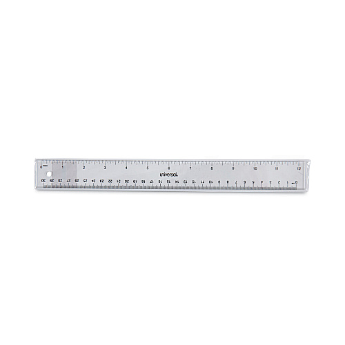 Universal Clear Plastic Ruler, Standard/Metric, 12" Long, Clear (UNV59022)
