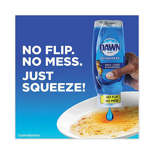 Ultra Liquid Dish Detergent, Dawn Original, Three 22 oz E-Z Squeeze Bottles, 2 Sponges (02367EA)