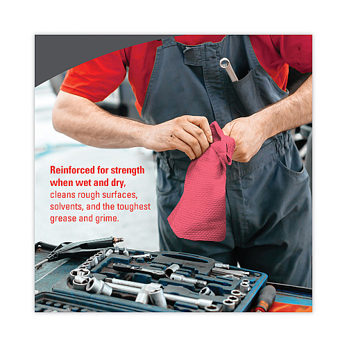 WypAll Power Clean X80 Heavy Duty Cloths,, 12.5 x 12, Red, 50/Box, 4 Boxes/Carton (41029)
