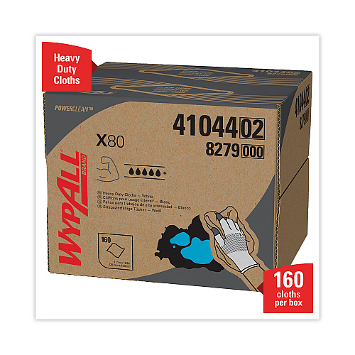 WypAll X80 Cloths, HYDROKNIT, BRAG Box, 11.1 x 16.8, White, 160/Carton (41044)
