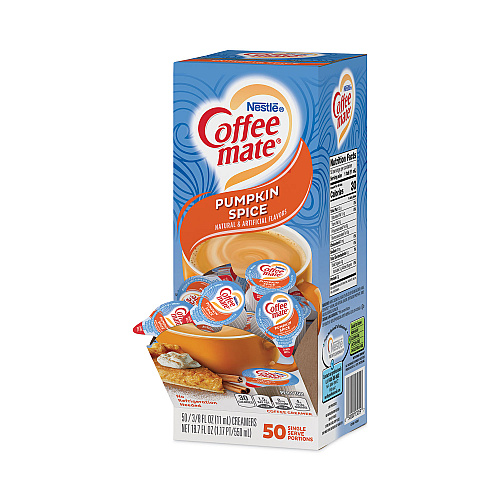Coffee-mate Liquid Coffee Creamer, Pumpkin Spice, 0.38 oz Mini Cups, 50/Box, 4 Boxes/Carton, 200 Total/Carton (75520CT)