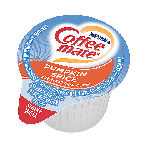 Coffee-mate Liquid Coffee Creamer, Pumpkin Spice, 0.38 oz Mini Cups, 50/Box, 4 Boxes/Carton, 200 Total/Carton (75520CT)
