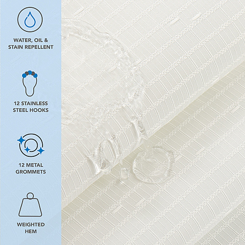 Host & Home Poly Shower Curtain Set 72x72 Raindrop Bright White - Case Of 12 (SCSET-7272-WH)