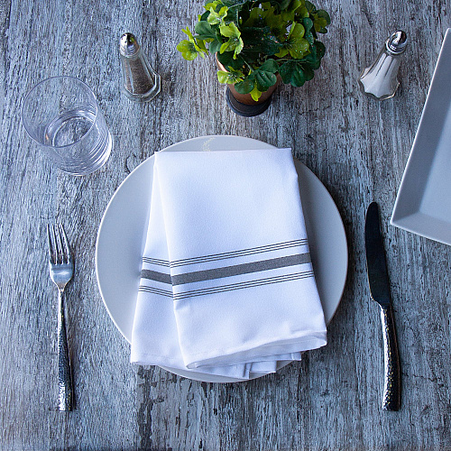Mariposa Bistro Napkin 18x22 Gray Stripe - Pack Of 12 (BISTRO-GY)