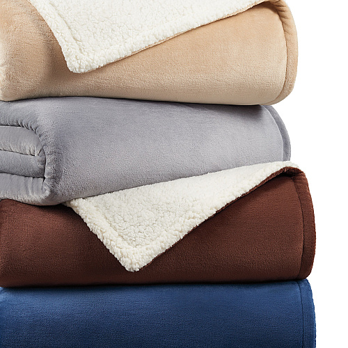Host & Home Plush To Sherpa Bed Blanket Queen Navy - Case Of 4 (BLKT-PF-9090-NV)