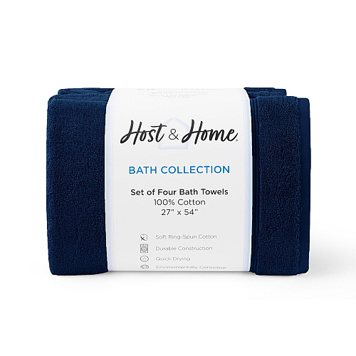 Host & Home Bath Towel 27x54 Navy - Pack Of 4 (BT-HH2754-15-NVY)