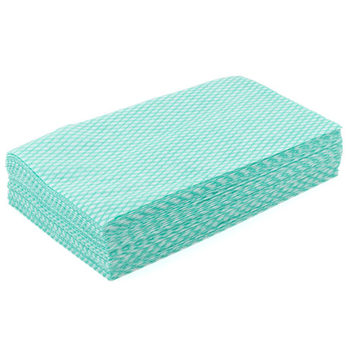 Saniworks Choice Counter Towels, Poly/rayon, Green/white, 13x20, 1/4 Fold - Case Of 150 (N-F110QCG2)