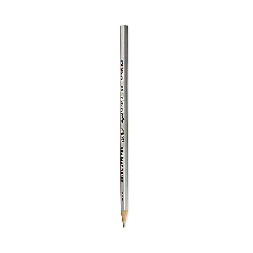 Prismacolor Verithin Smear-Proof Colored Pencils, 2 mm, Metallic Silver Lead, Metallic Silver Barrel, Dozen (02460)