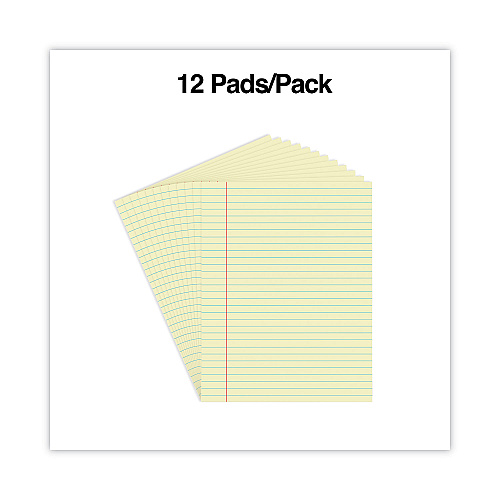 Universal Glue Top Pads, Wide/Legal Rule, 50 Canary-Yellow 8.5 x 11 Sheets, Dozen (UNV22000)