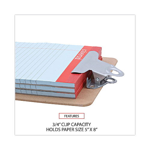 Universal Hardboard Clipboard, 0.75" Clip Capacity, Holds 5 x 8 Sheets, Brown (UNV05610)
