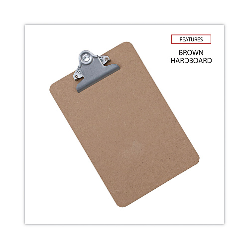 Universal Hardboard Clipboard, 0.75" Clip Capacity, Holds 5 x 8 Sheets, Brown (UNV05610)