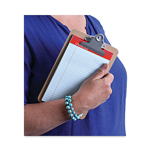 Universal Hardboard Clipboard, 0.75" Clip Capacity, Holds 5 x 8 Sheets, Brown (UNV05610)