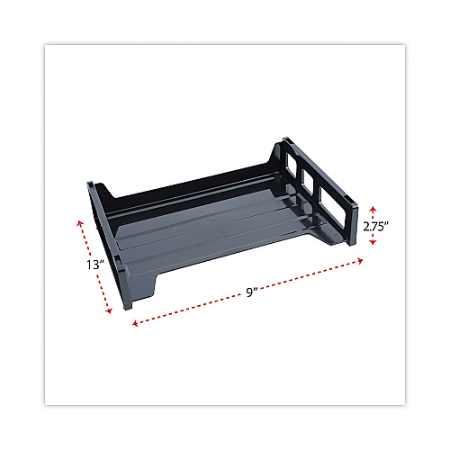 Universal Recycled Plastic Side Load Desk Trays, 2 Sections, Letter Size Files, 13" x 9" x 2.75", Black (UNV08100)