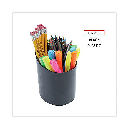Universal Recycled Big Pencil Cup, Plastic, 4.38" Diameter x 5.63"h, Black (UNV08108)