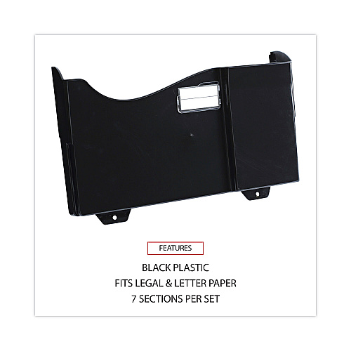 Universal Grande Central Filing System, 7 Sections, Legal/Letter Size, Wall Mount, 16" x 4.75" x 38.25", Black, 7/Pack (UNV08174)