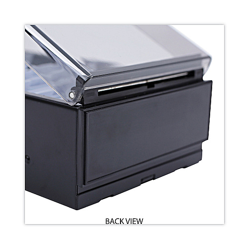 Universal Business Card File, Holds 600 2 x 3.5 Cards, 4.25 x 8.25 x 2.5, Metal/Plastic, Black (UNV10601)