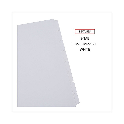 Universal Deluxe Write-On/Erasable Tab Index, 8-Tab, 11 x 8.5, White, White Tabs, 1 Set (UNV20818)