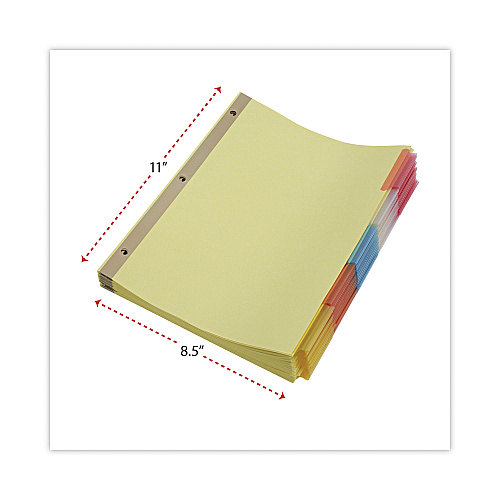 Universal Deluxe Extended Insertable Tab Indexes, 5-Tab, 11 x 8.5, Buff, Assorted tabs, 24 Sets (UNV20860)