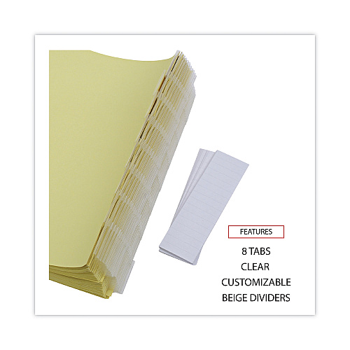 Universal Deluxe Extended Insertable Tab Indexes, 8-Tab, 11 x 8.5, Buff, Clear Tabs, 24 Sets (UNV20891)