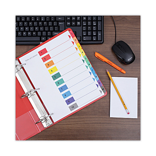Universal Deluxe Table of Contents Dividers for Printers, 10-Tab, 1 to 10; Table Of Contents, 11 x 8.5, White, 6 Sets (UNV24804)