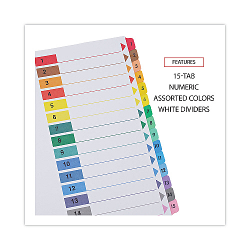 Universal Deluxe Table of Contents Dividers for Printers, 15-Tab, 1 to 15; Table Of Contents, 11 x 8.5, White, 6 Sets (UNV24808)