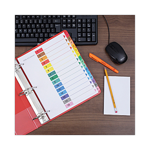 Universal Deluxe Table of Contents Dividers for Printers, 15-Tab, 1 to 15; Table Of Contents, 11 x 8.5, White, 6 Sets (UNV24808)