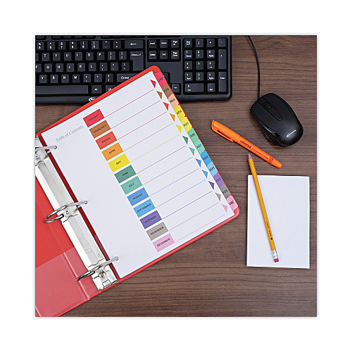 Universal Deluxe Table of Contents Dividers for Printers, 12-Tab, Jan. to Dec., 11 x 8.5, White, 1 Set (UNV24810)