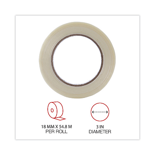 Universal 120# Utility Grade Filament Tape, 3" Core, 18 mm x 54.8 m, Clear (UNV30018)