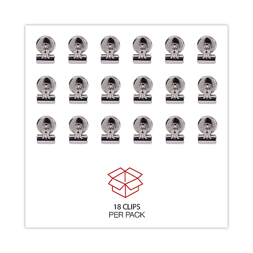 Universal Bulldog Magnetic Clips, Small, Nickel, 18/Pack (UNV31260)