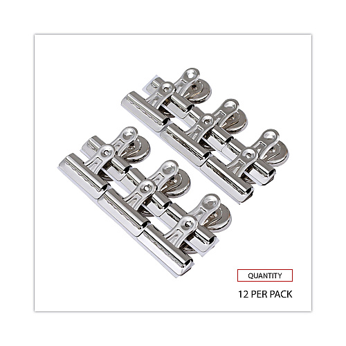 Universal Bulldog Magnetic Clips, Medium, Nickel, 12/Pack (UNV31261)