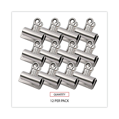 Universal Bulldog Clips, Jumbo, Nickel, 12/Pack (UNV31266)