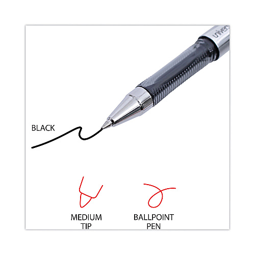 Universal Gel Pen, Stick, Medium 0.7 mm, Black Ink, Silver/Black Barrel, Dozen (UNV39620)