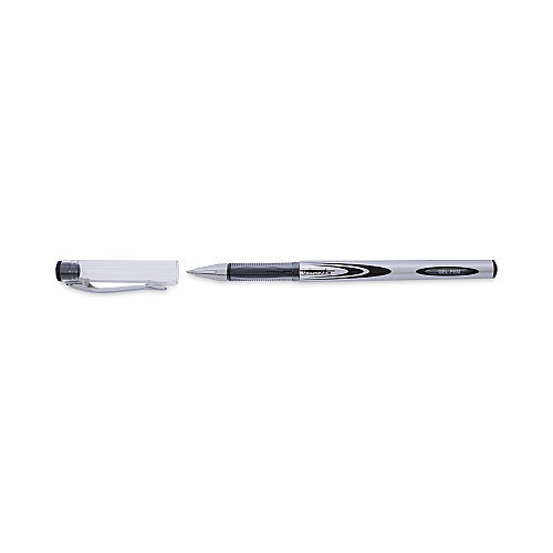 Universal Gel Pen, Stick, Medium 0.7 mm, Black Ink, Silver/Black Barrel, Dozen (UNV39620)
