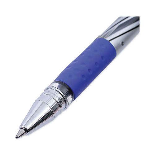 Universal Gel Pen, Stick, Medium 0.7 mm, Blue Ink, Silver/Blue Barrel, Dozen (UNV39621)