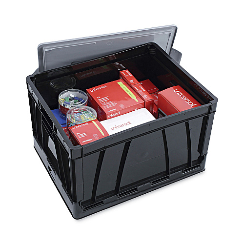 Universal Collapsible Crate, Letter/Legal Files, 17.25" x 14.25" x 10.5", Black/Gray, 2/Pack (UNV40010)