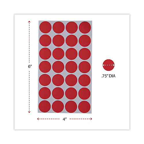 Universal Self-Adhesive Removable Color-Coding Labels, 0.75" dia, Red, 28/Sheet, 36 Sheets/Pack (UNV40103)
