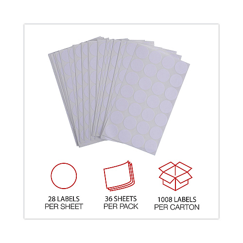 Universal Self-Adhesive Removable Color-Coding Labels, 0.75" dia, White, 28/Sheet, 36 Sheets/Pack (UNV40108)
