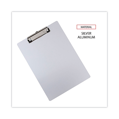 Universal Aluminum Clipboard with Low Profile Clip, 0.5" Clip Capacity, Holds 8.5 x 11 Sheets, Aluminum (UNV40301)