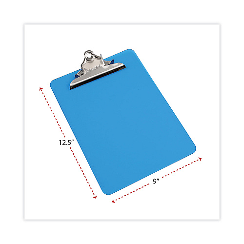 Universal Plastic Clipboard with High Capacity Clip, 1.25" Clip Capacity, Holds 8.5 x 11 Sheets, Translucent Blue (UNV40307)