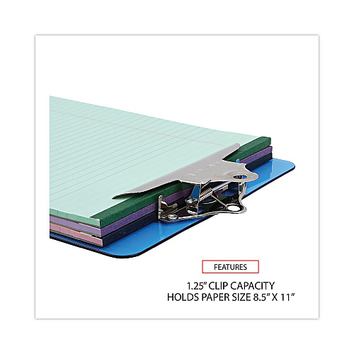 Universal Plastic Clipboard with High Capacity Clip, 1.25" Clip Capacity, Holds 8.5 x 11 Sheets, Translucent Blue (UNV40307)